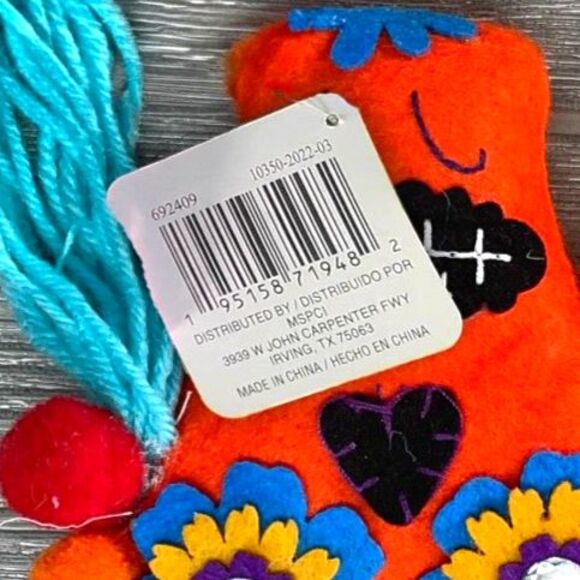 Ashland Sugar Skull Plush Dia De Los Muertos Day Of The Dead Felt Ornament NEW! - Picture 5 of 6